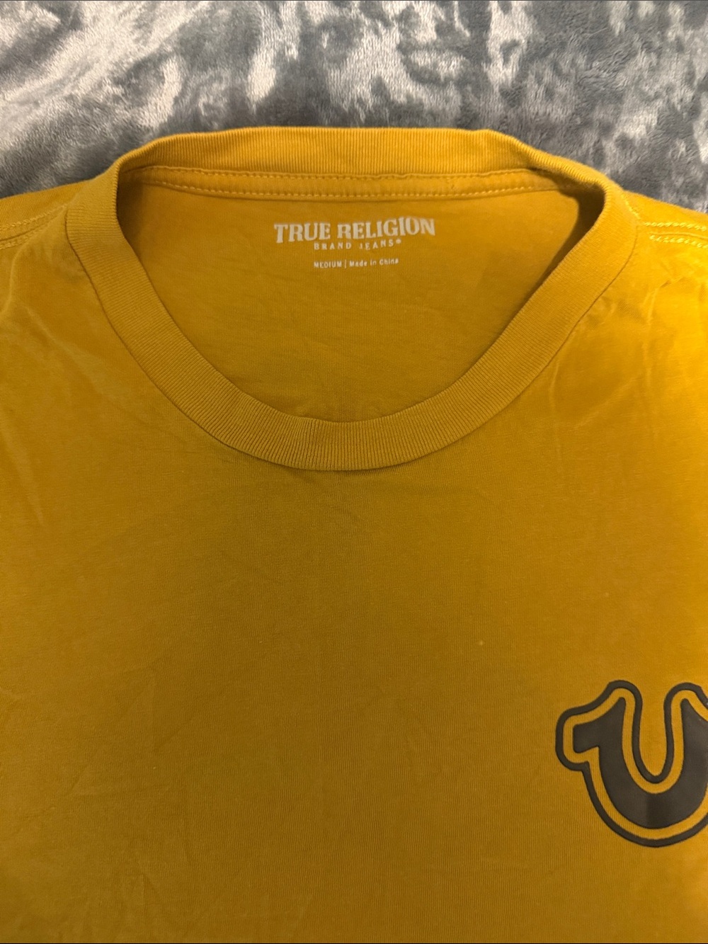 True Religion Men’s Mustard Yellow Crew Neck Tee